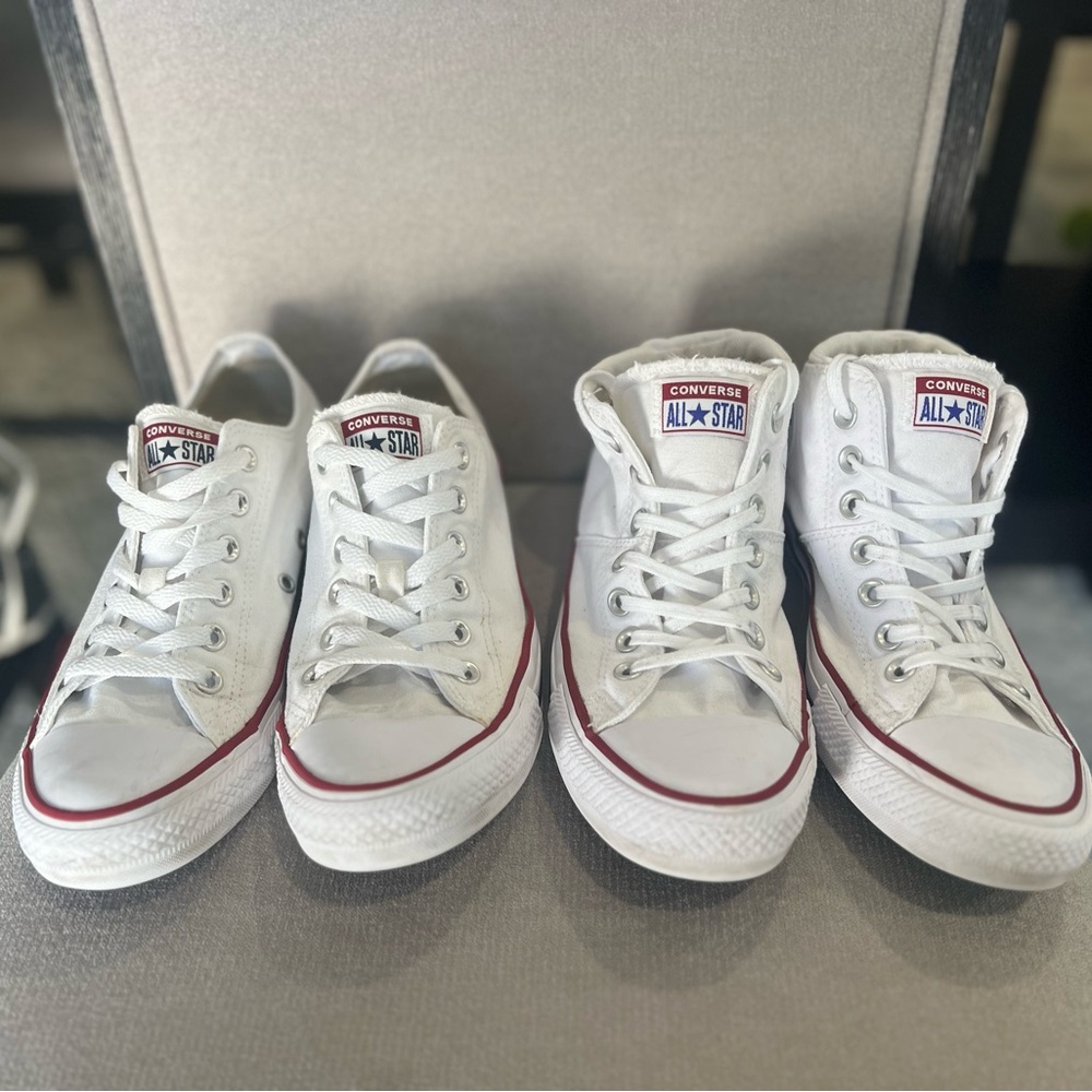 Converse White High and Low Top Sneakers